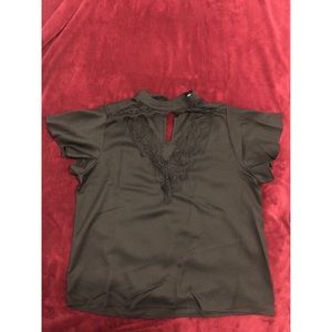 Keyhole Neck Lace Insert Top